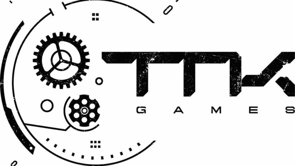 Logoet for tkx-spil, med terninger.