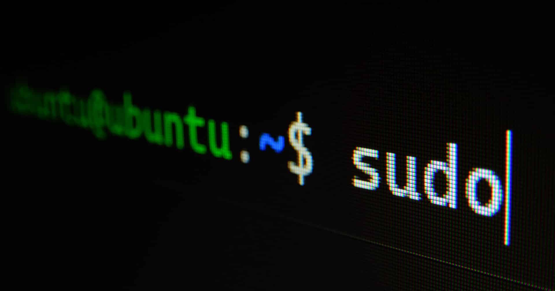 En indledende punkter serverskærm med ordet sudo skrevet på.
